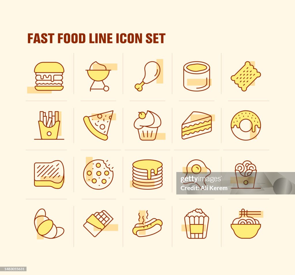 Fast Food, Hamburger, Pizza, Donut, French Fries Icons