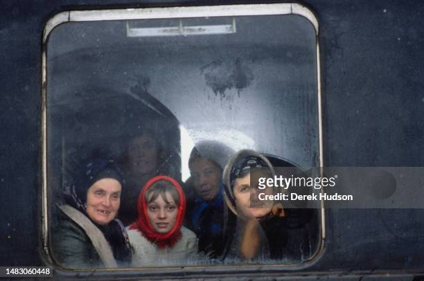 Residents return to Timisoara in western Romania, shortly after the mass street protests at the start of the Romanian Revolution, circa 29th December...