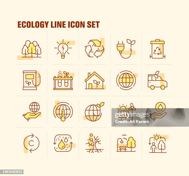 ecology, recyclable, ecofuel, green energy, ecosystem icons - desertification stock illustrations