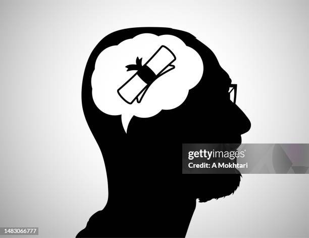 thinking, diploma and certificate. - marriage certificate stock illustrations