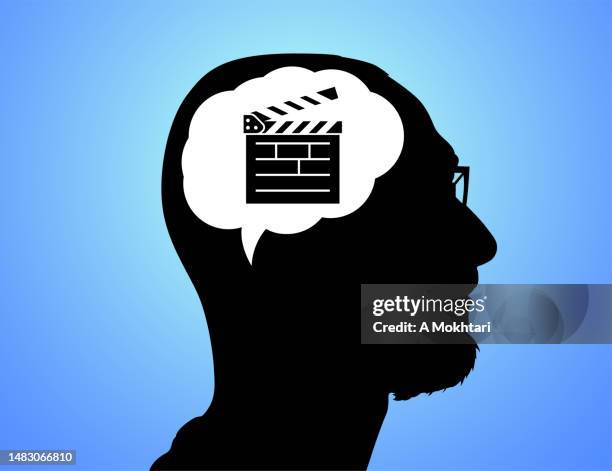 reflection and thought, become a director. - camera man stock illustrations