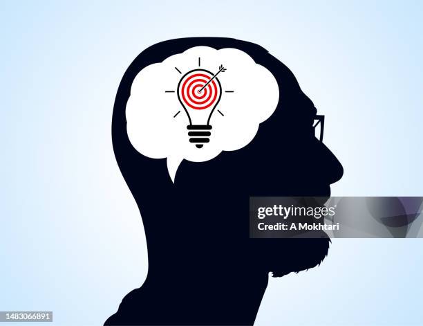 reflection and thought, target and ideas. - arrow missing target stock illustrations