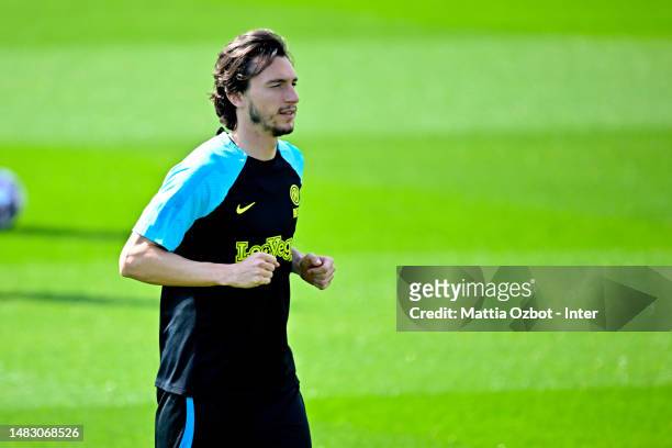 Darmian Matteo of FC Internazionale in action during the FC Internazionale training session at the club's training ground Suning Training Center head...