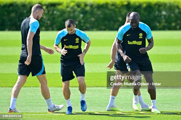 Henrikh Mkhitaryan of FC Internazionale in action during the FC Internazionale training session at the club's training ground Suning Training Center...