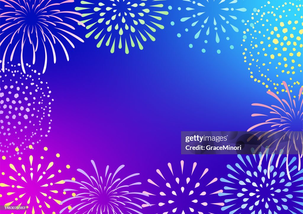 Fireworks Gradient Illustration Of Izukushii Fireworks With A Gradient Background High-Res ...