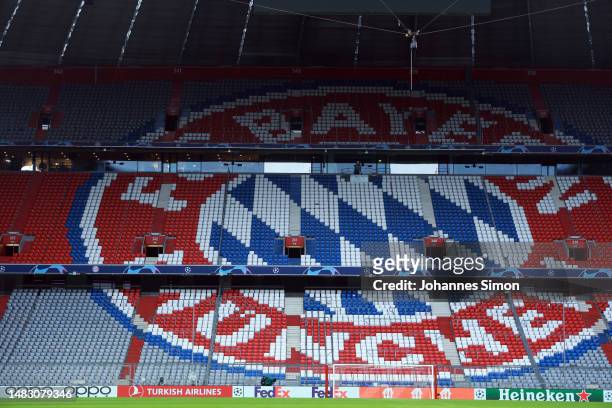 General inside view of the Allianz Arena ahead of the UEFA Champions League quarterfinal second leg match FC Bayern Munchen against Manchester City...