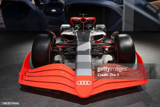 An Audi F1 concept car is on display during the 20th Shanghai International Automobile Industry Exhibition, also known as Auto Shanghai 2023, at...