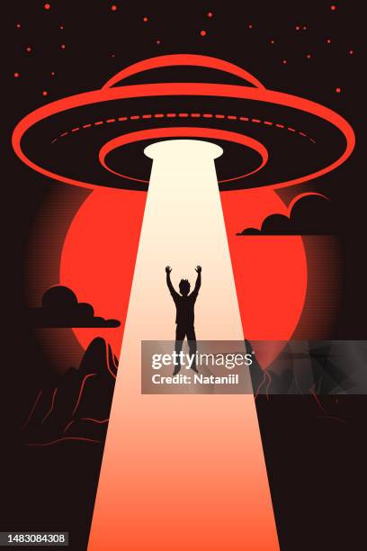 ufo poster - alien stock illustrations