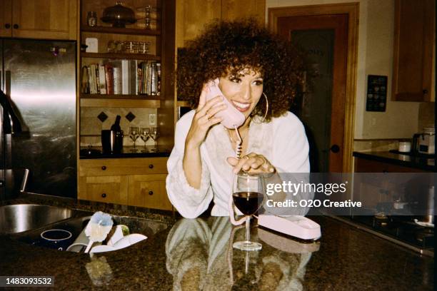 retro woman at home - 35mm film scan - analog stock pictures, royalty-free photos & images