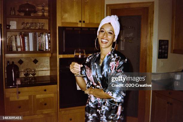 retro woman at home - 35mm film scan - analog stock pictures, royalty-free photos & images