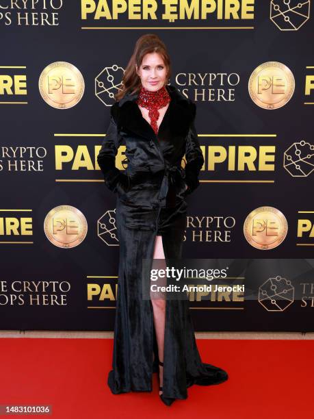 Carol Alt attends the "Paper Empire" Tv Show Event at Annex Beach on April 18, 2023 in Cannes, France.