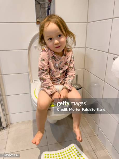 potty training a child - potty training stockfoto's en -beelden