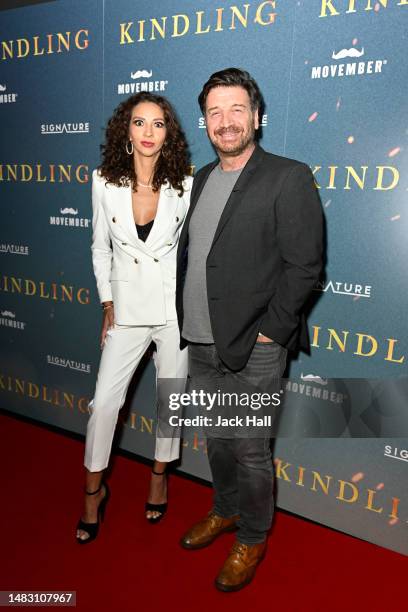 Katie Dadzie and Nick Knowles arrive at the UK premiere of "Kindling" at Curzon Soho on April 18, 2023 in London, England.