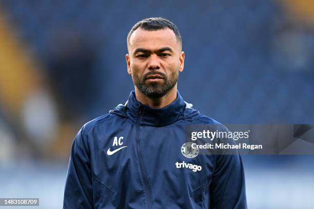 Ashley Cole, Coach of Chelsea looks on prior to the UEFA Champions League quarterfinal second leg match between Chelsea FC and Real Madrid at...