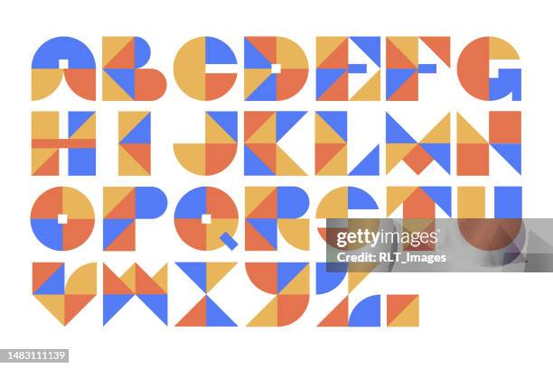 custom typeface alphabet made with abstract geometric shapes - made of triangles stock illustrations