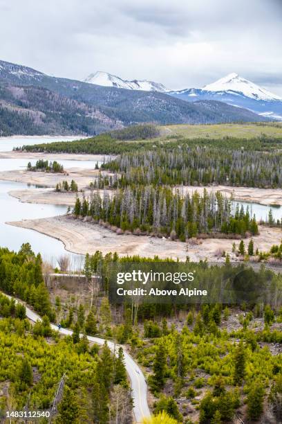 country side beautiful mountain range drought climate change water conservation vertical - keystone stock pictures, royalty-free photos & images