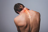 Neck pain, man back acute painful zone