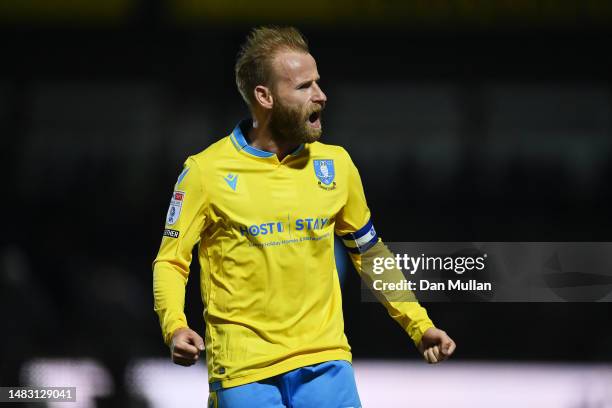 Barry Bannan of Sheffield Wednesday celebrates victory after defeating Bristol Rovers during the Sky Bet League One match between Bristol Rovers and...