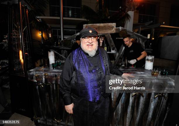 Writer George R.R. Martin attends the "Game Of Thrones" HBO celebration party inside the WIRED Cafe at Palm Terrace At The Omni Hotel during...