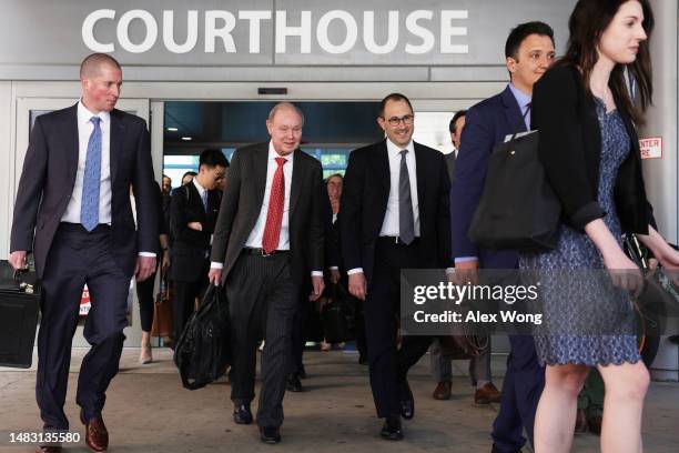 The legal team representing FOX News, including attorney Dan Webb , leave the Leonard Williams Justice Center where Dominion Voting Systems was suing...