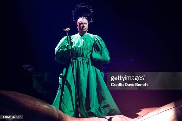Sam Smith performs at The O2 Arena during their GLORIA tour on April 18, 2023 in London, England.