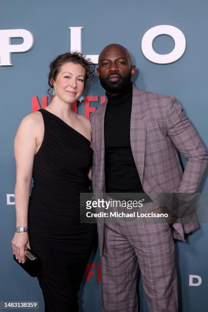 Emma Gyasi and David Gyasi attend Netflix's "The Diplomat" New York Premiere at Park Lane Hotel on April 18, 2023 in New York City.