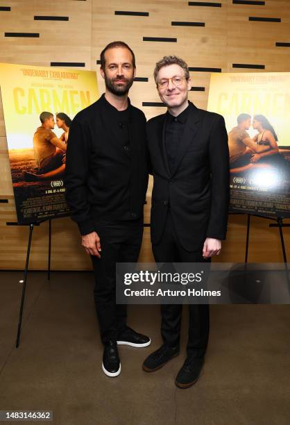 Benjamin Millepied and Nicholas Britell attend a screening of "Carmen" hosted by Sony Pictures Classics' and The Cinema Society at Francesca Beale...
