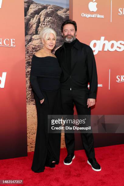 Deborra-Lee Furness and Hugh Jackman attend the Apple Original Films' "Ghosted" New York Premiere at AMC Lincoln Square Theater on April 18, 2023 in...