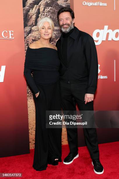 Deborra-Lee Furness and Hugh Jackman attend the Apple Original Films' "Ghosted" New York Premiere at AMC Lincoln Square Theater on April 18, 2023 in...