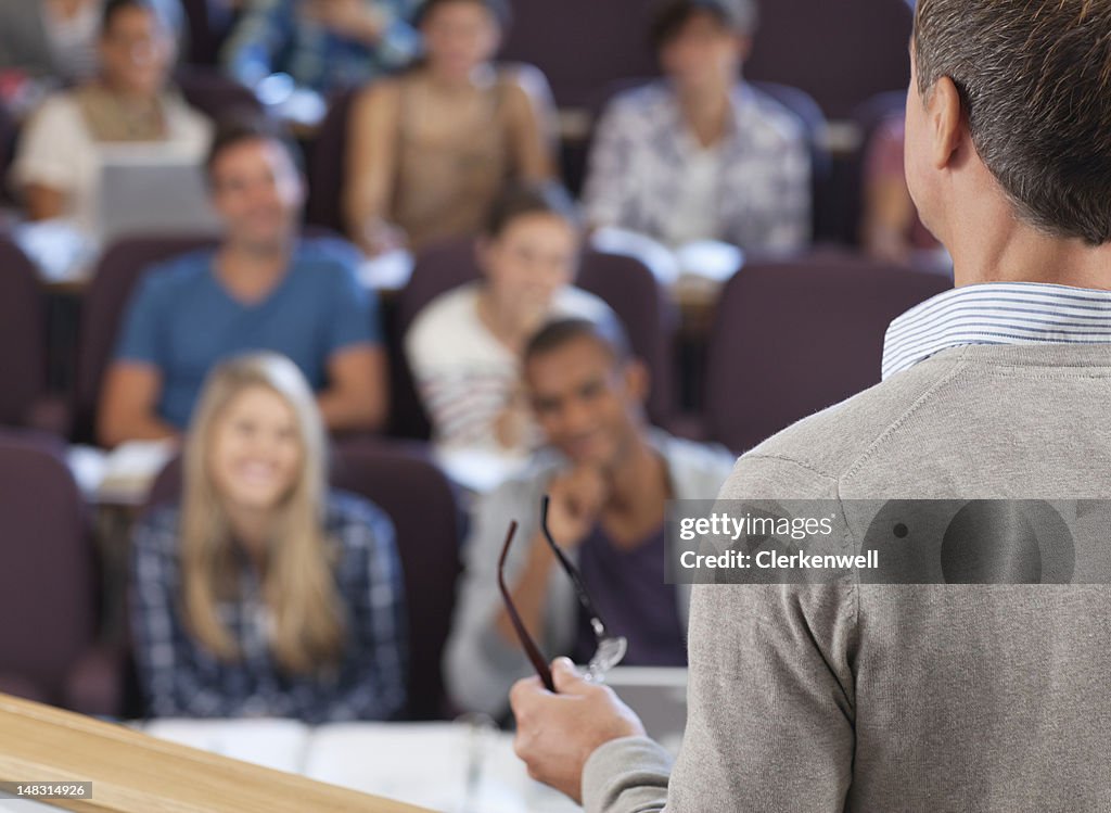 Professor and students in lecture hall