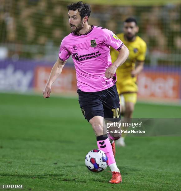 Danny Hylton of Northampton Town in action during the Sky Bet League Two between Sutton United and Northampton Town at VBS Community Stadium on April...