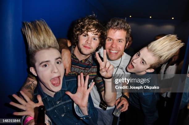 Jedward, Jay McGuiness and Perez Hilton attends Perez Hilton's One Night In London at Electric Brixton on July 13, 2012 in London, England.