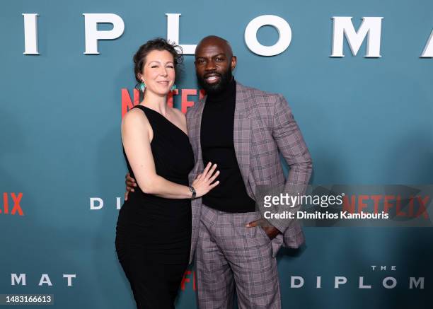 Emma Gyasi and David Gyasi attend The Diplomat - NY Premiere on April 18, 2023 in New York City.