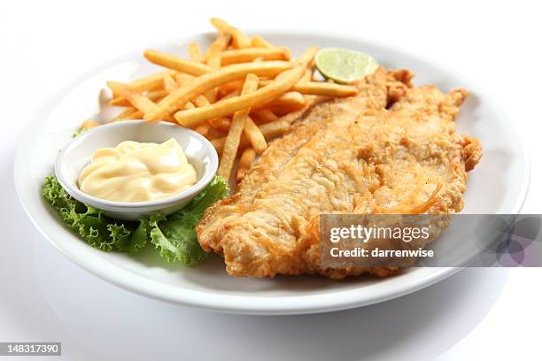 fish and chips - dried fish stock-fotos und bilder