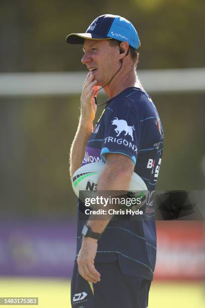 Titans coach Justin Holbrook during a Gold Coast Titans NRL training session at IKON High Performance Centre on April 19, 2023 in Gold Coast,...