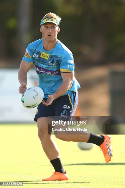 Tanah Boyd during a Gold Coast Titans NRL training session at IKON High Performance Centre on April 19, 2023 in Gold Coast, Australia.