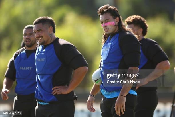 Tino Fa'asuamaleaui during a Gold Coast Titans NRL training session at IKON High Performance Centre on April 19, 2023 in Gold Coast, Australia.