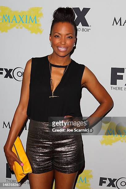 Aisha Tyler arrives at the Comic-Con International 2012 - FX, Maxim And Fox Home Entertainment Red Carpet Event at Andaz on July 13, 2012 in San...