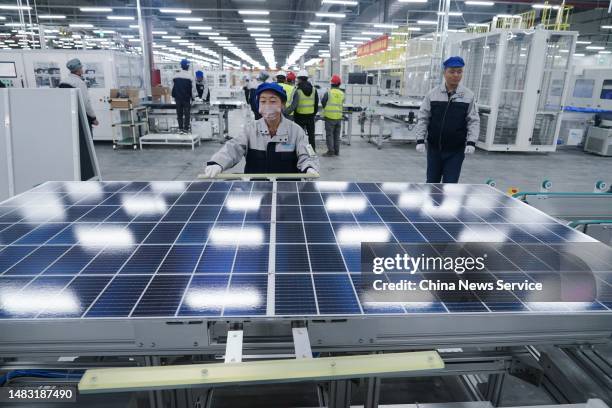 Solar Module Crew Solar Photovoltaic Module Photos and Premium High Res Pictures - Getty ...