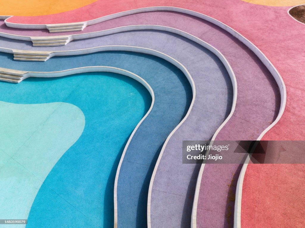 Multicolor street in town square
