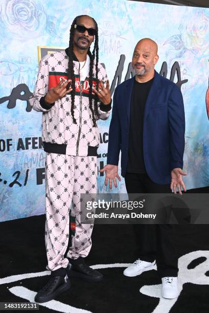 Snoop Dogg and Allen Hughes attend the premiere of FX's "Dear Mama" at Academy Museum of Motion Pictures on April 18, 2023 in Los Angeles, California.