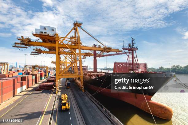 cargo ships in the wharf - moor stock pictures, royalty-free photos & images