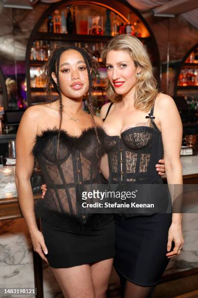 Salem Mitchell and Karley Sciortino attend Agent Provocateur AP Forever Launch Party with Gabbriette at Olivetta on April 18, 2023 in West Hollywood,...