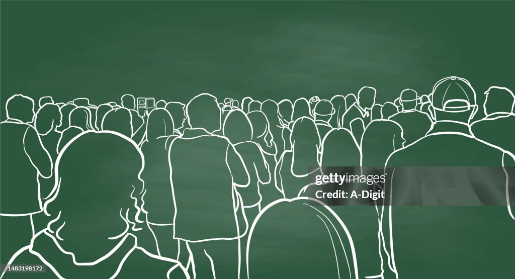 Audience Rear View Crowd Chablkboard