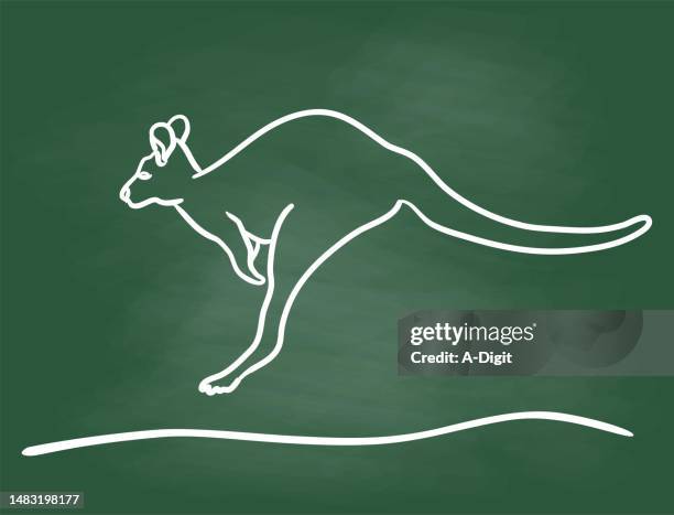 hopin kangaroo silhouette - australia outback stock illustrations