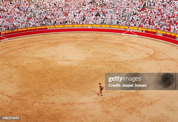 Bullfighter ackowledges the crowd after killing an El Pilar fighting bull on the fourth day of the San Fermin running-of-the-bulls on July 10, 2012...