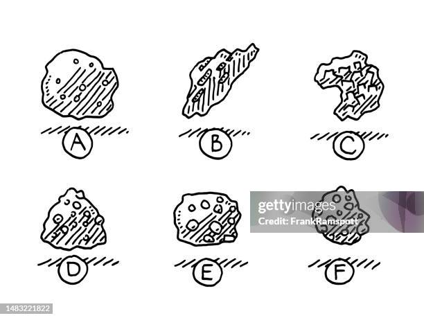 set of rock samples drawing - mining minerals stock illustrations