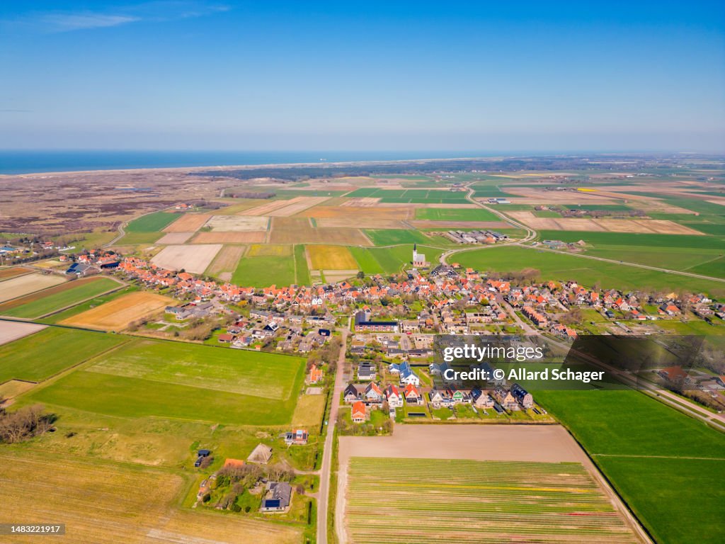 Aerial View on Den Hoorn on Dutch Island Texel