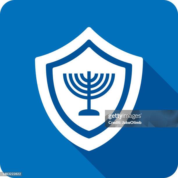 shield hanukkah menorah icon silhouette 1 - jewish heritage month stock illustrations