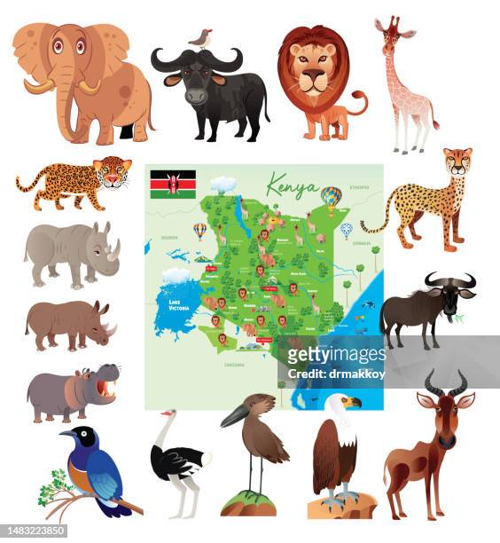 kenya national park - african savanna map stock illustrations
